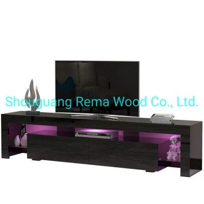 Vendita calda Porta TV in legno Tavolo da tè Mobile TV Console Set con luce a LED